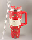Термос термочашка Stanley Quencher H2.0 Tumbler з нержавіючої сталі 1,18 л Red Monogram KT6007838 solve, фото 2