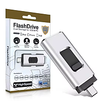 Флешка для iPhone з роз'ємом USB 3.0 Micro USB Lightning 64 GB HighSpeed срібло