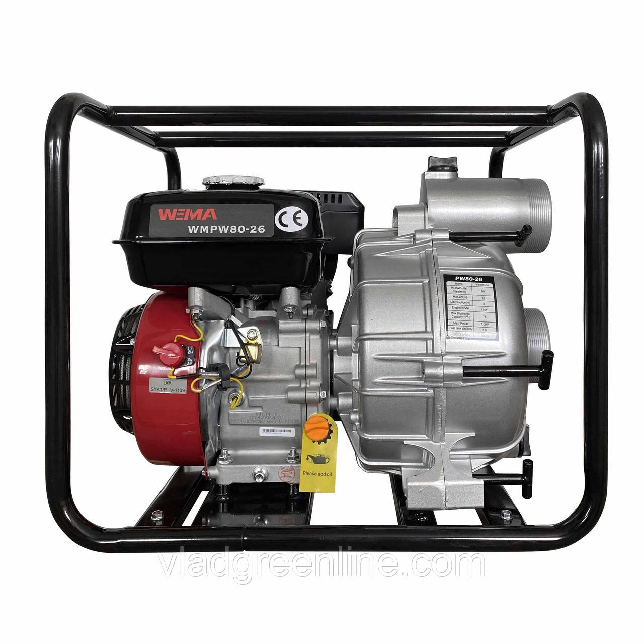 Мотопомпа бензинова WEIMA WMPW80-26 (78 куб.м/год, для брудної води)