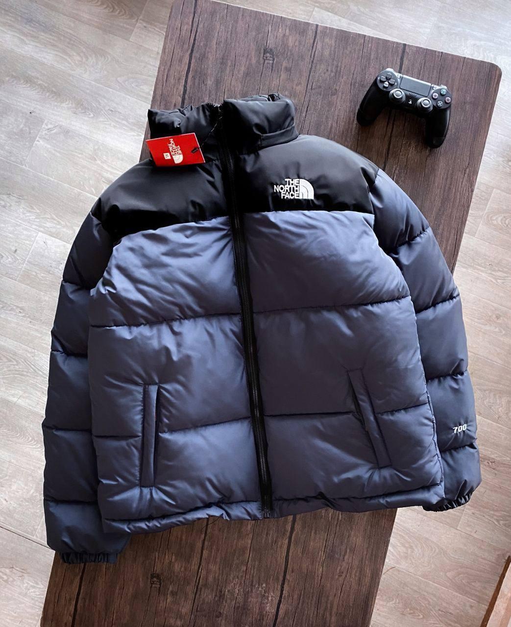 Чоловіча зимова куртка пуховик The North Face 700 сіра TNF тепла модна Норт Фейс ТНФ стьобана спортивна