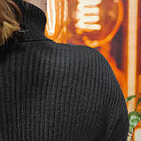 Жіноча чорна сукня-сорочка під горло, фото 2