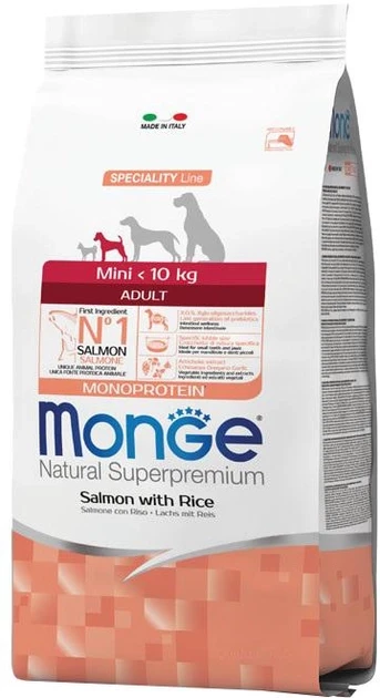 Monge Dog Mini Adult сухий корм для дорослих собак дрібних порід, лосось/рис, 15КГ