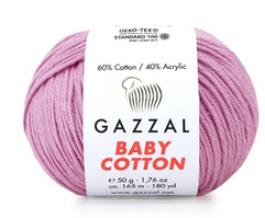 Пряжа Baby cotton-3422 холодний рожевий