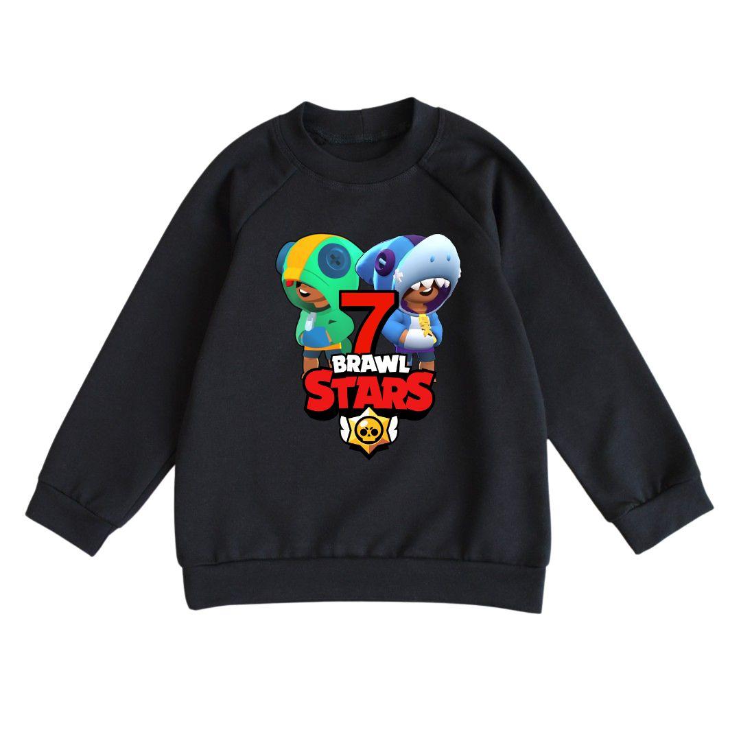 Світшот дитячий чорний з принтом Brawl Stars 7 Бравл Старс, фото 1
