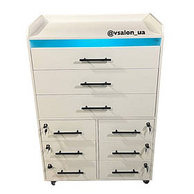 Біла тумба з УФ лампою і ящиками V142