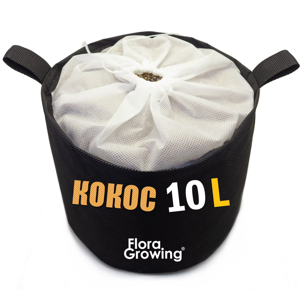 10 л Кокосовий субстрат із агроперлітом у тканинному горщику Grow Bag від FloraGrowing готовий до вирощування