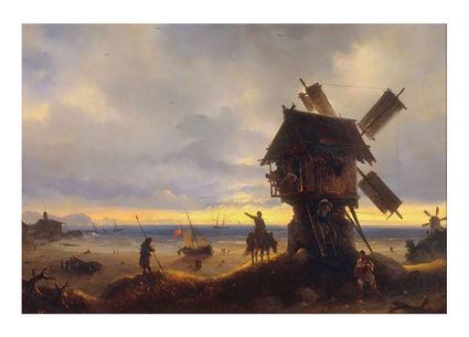 Листівка Українське мистецтво - Вітряний млин на березі моря, 1837, фото 1