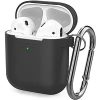 Чохол Soft-Touch з карабіном для AirPods 1 / 2 Black