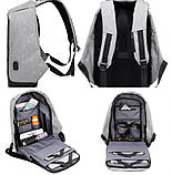 Рюкзак Bobby із захистом від крадіжок і USB-портом з відділенням для ноутбука 15,6" та особистих речей Сірий, фото 10