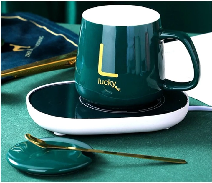 Керамічна чашка Lucky з підігрівом і USB-підставкою 350 мл, Зелена
