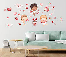 Наклейка вінілова набір "Веселі купідони" розмір листа М 1000*500