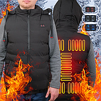 Инновационный термо жилет с подогревом ( 9 зон) HV003 и с капюшоном размер L