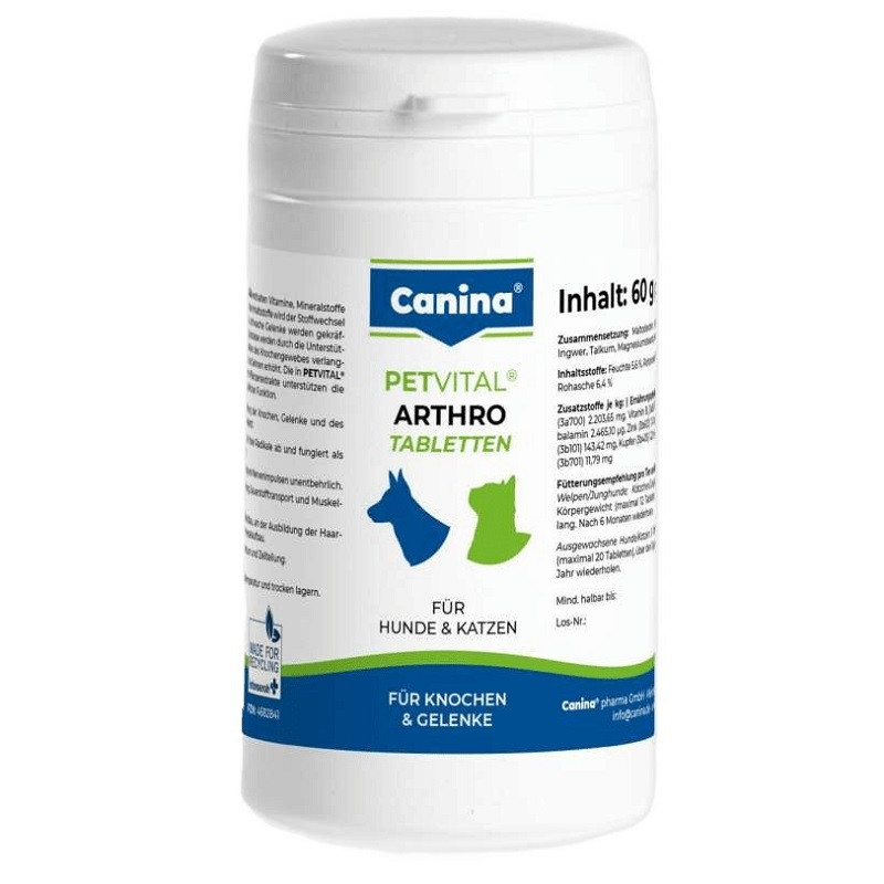 Таблетки для собак Petvital Arthro для підтримки здоров'я суглобів No60 Canina