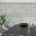 Стінова самоклеюча РЕТ плитка Сірий з чорними прожилками мармур 600*300*2 mm, фото 5