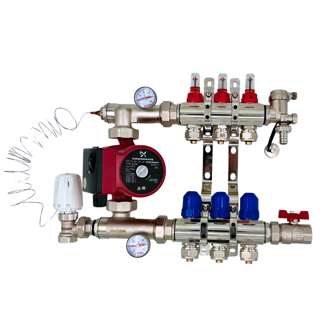 Коллектор для теплої підлоги Чехія КР в сборі з НАСОСОМ на 3 контури