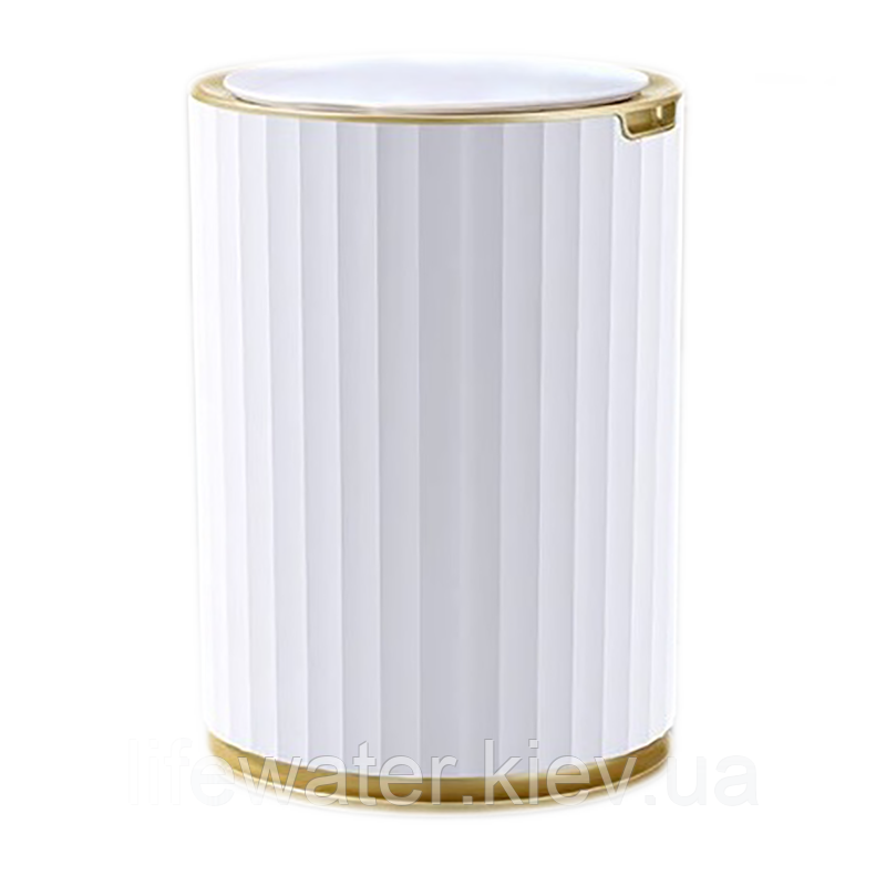 Сенсорне відро для сміття JAH 9 л кругле Nordic біле-золоте, фото 1