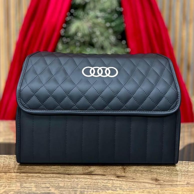 Преміум органайзер у багажник з вишивкою логотипу Audi, чорний, 50 см, фото 1