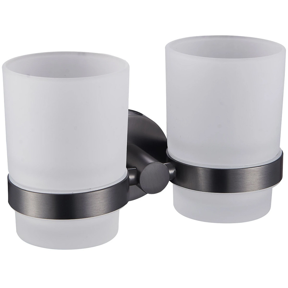 25066 GLORIA GUN METAL Склянка для зубних щіток подвійна, скло (1 сорт)