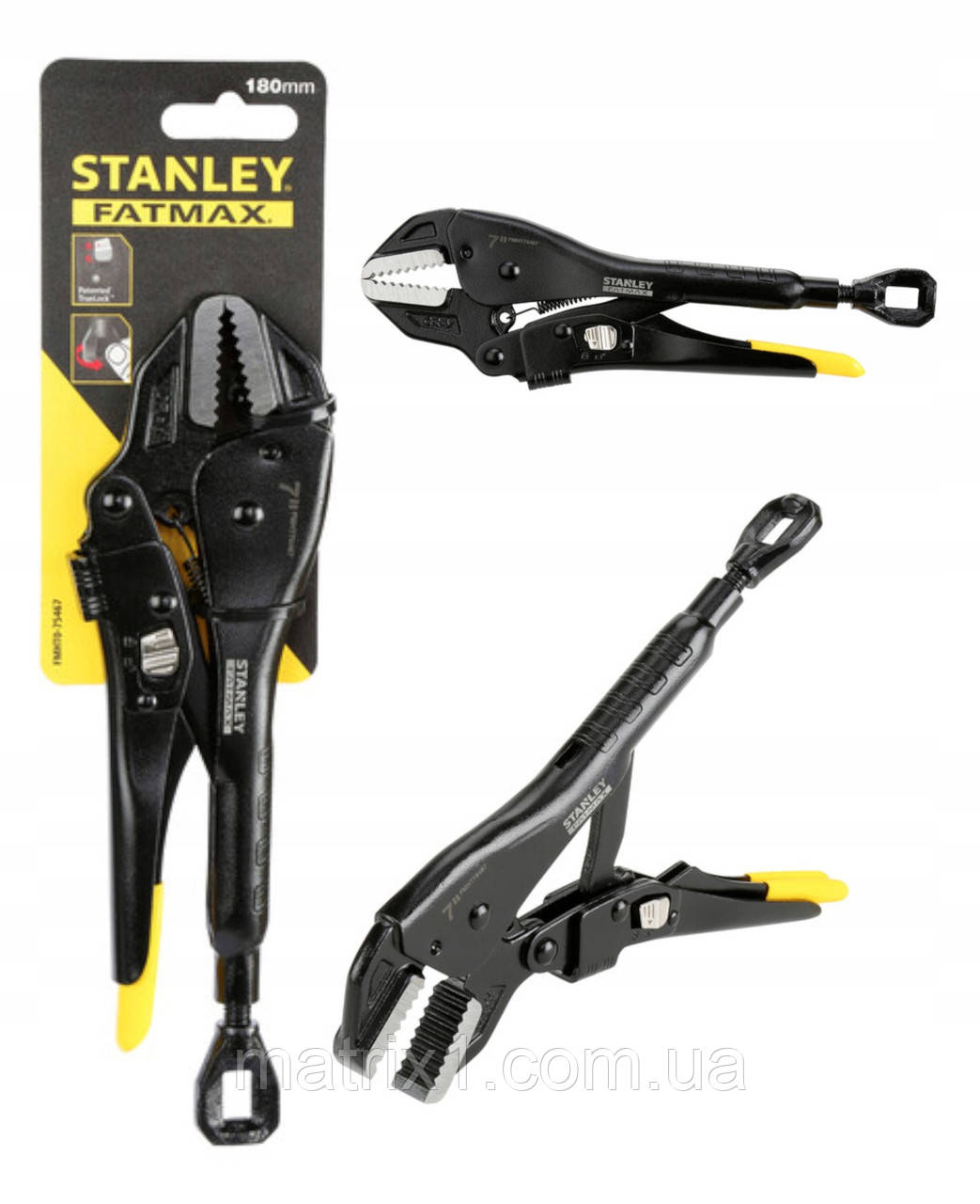 Кліщі затискні STANLEY FATMAX з фіксатором, l = 180 мм