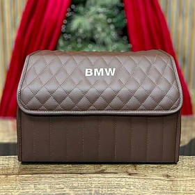 Преміум органайзер у багажник з вишивкою BMW, коричневий, 50 см