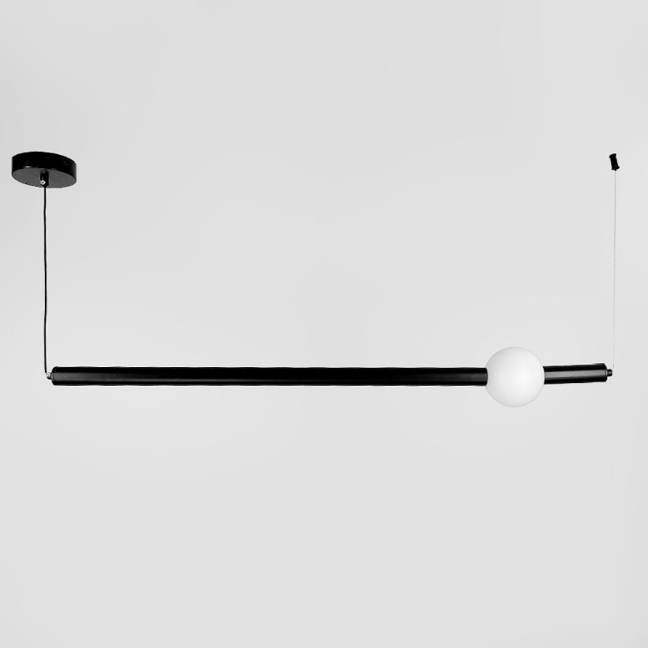 Горизонтальний чорний світильник, довжиною 90 см з білою led кулькою YG 518B/900 HL BK, фото 1