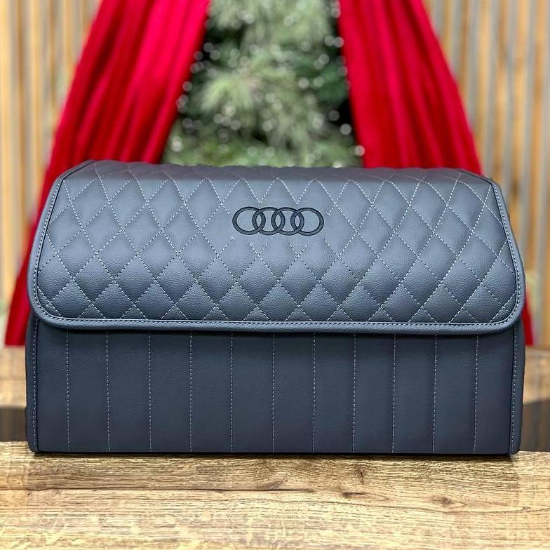 Преміум органайзер у багажник з вишивкою Audi, сірий, 60 см, фото 1