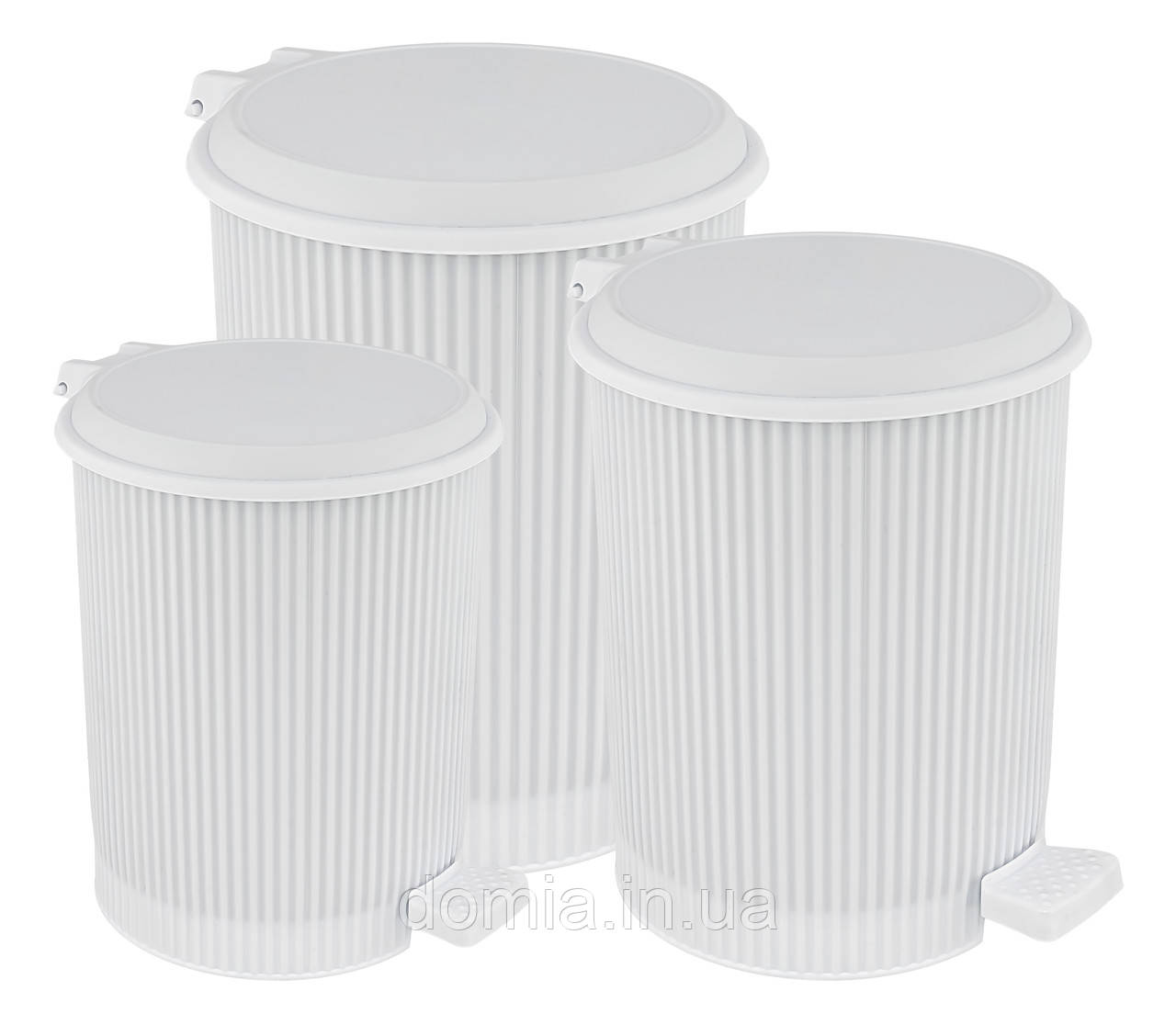 Набір 3-пр. круглих відер для сміття NOSTALGIA з педаллю (6 л.+11л.+20 л.), Elif Plastik Туреччина UN-320, фото 1