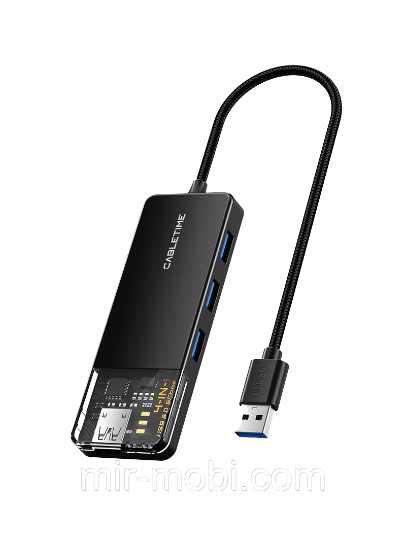 USB-хаб Cabletime USB A - 4 Port USB 3.0, 5Gbps, 0.15 cm (CB01B)