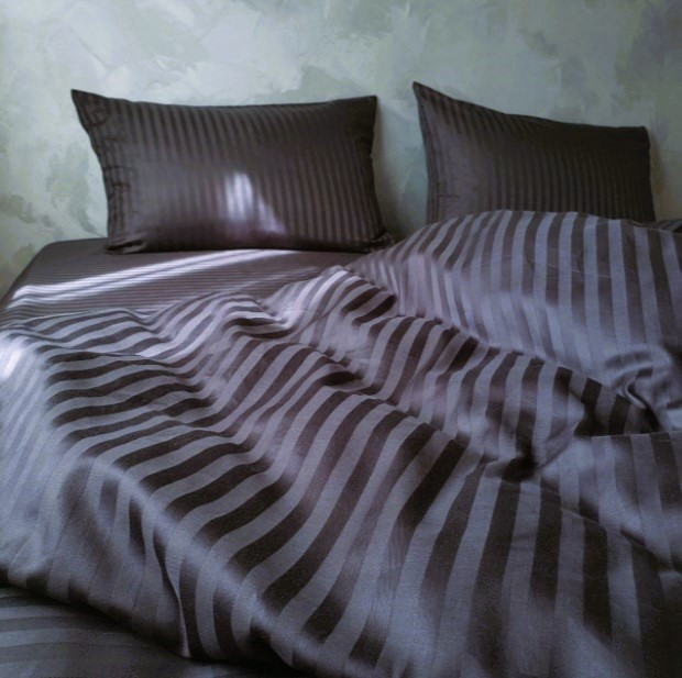 Постільна білизна двоспальний страйп сатин Ярослав диз.№07 фіолет, фото 1