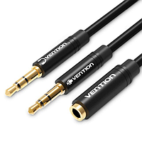 Кабель Vention Audio 3.5mm F 4pin - 2x3.5mm M 3pin 1 м, з підтримкою мікрофона, стерео (BBTBF)