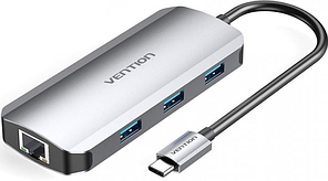 USB-хаб Vention OTG USB Hub USB-C to HDMI/USB 3.0x3/RJ45/PD, 0.15 m (TOHHB)