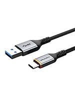 Кабель Cabletime USB Type A - USB Type C 1 м, 5V/3A, швидка зарядка, Black (CA40H)