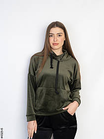 4325-6 Худі жіночий велюр напівбатал (розмір 52-54 | універсальний)