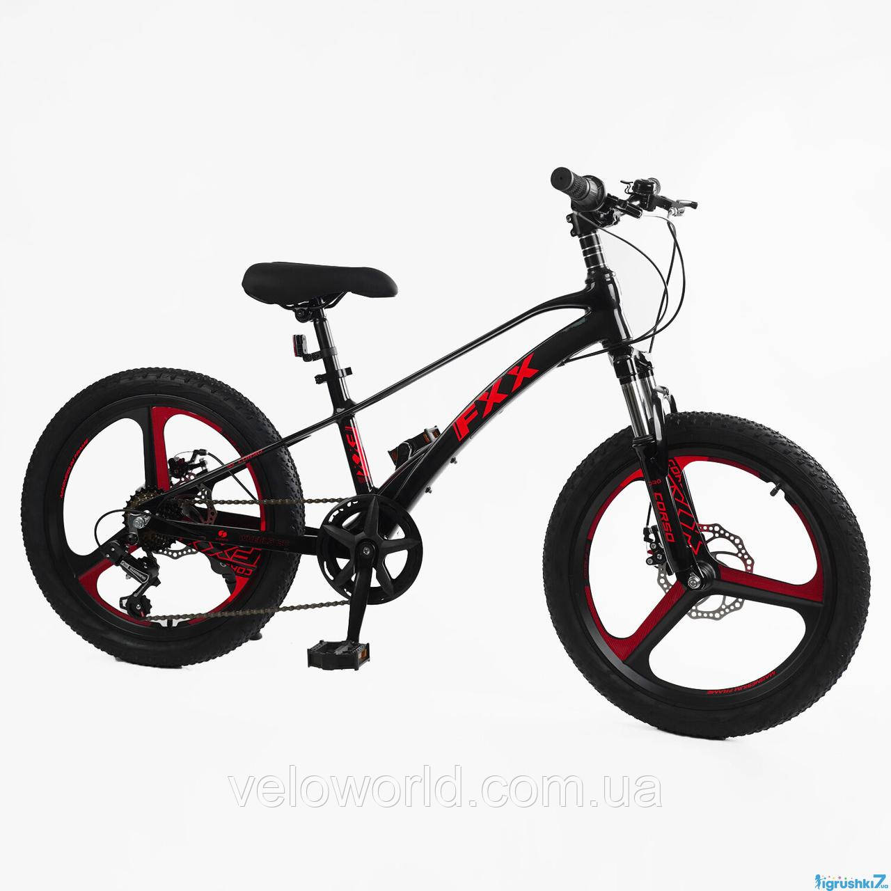 Дитячий спортивний велосипед 20" дюймів Corso «FХХ» MG-20156 (1) магнієва рама, Shimano Revoshift 7 швидкостей, зібраний на 75%