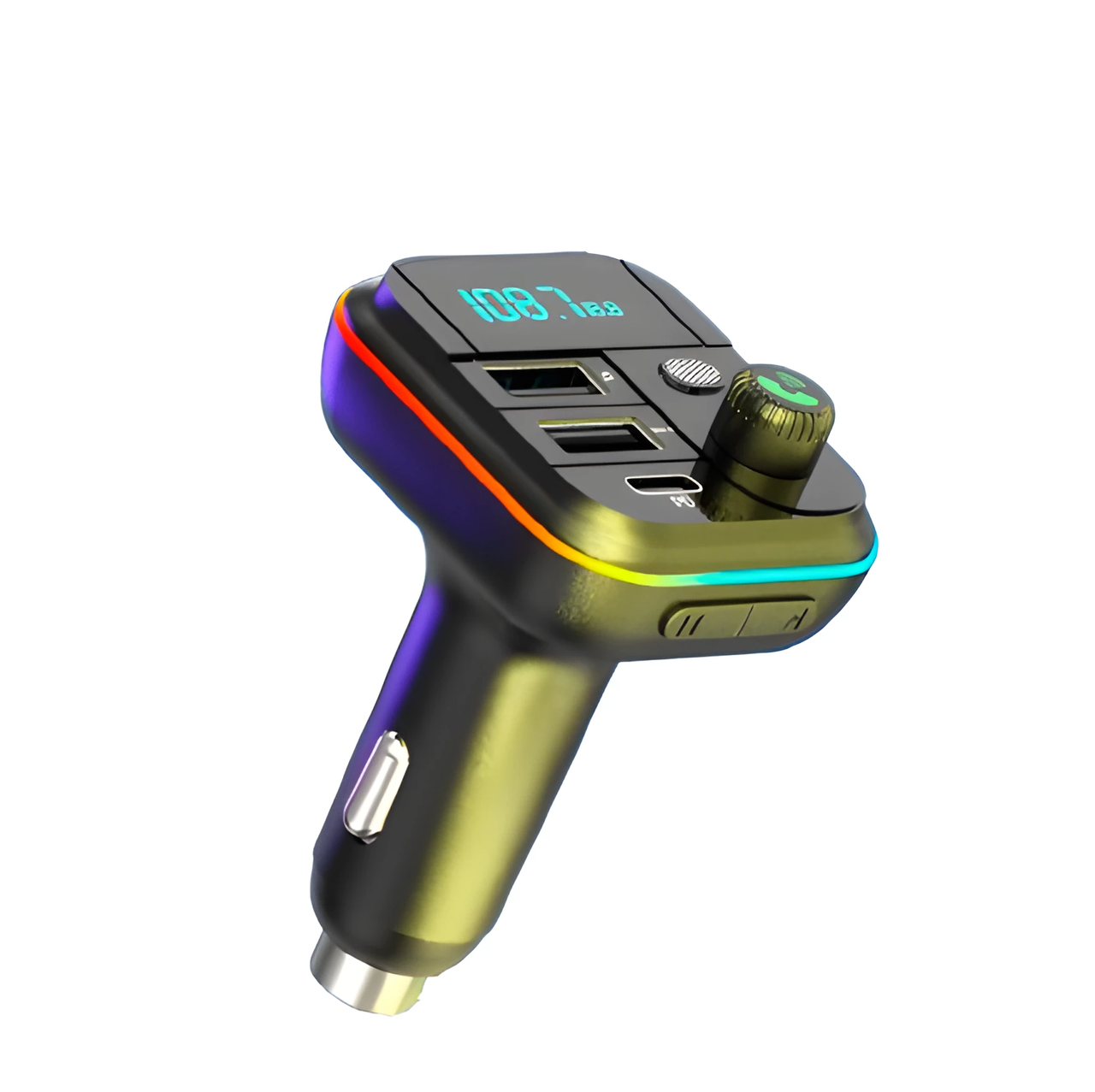 FM трансмітер USB автомобільний з Bluetooth 5.0, цифровим дисплеєм, RGB підсвічуванням, швидкою зарядкою QC3 та PD