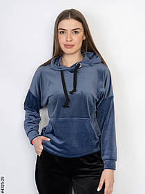 4325-29 Худі жіночий велюр напівбатал (розмір 52-54 | універсальний)