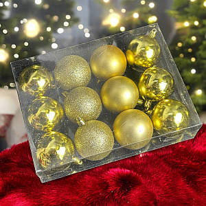 Набір іграшок на ялинку 14892 6 см 12 шт золотистий ID 4996667