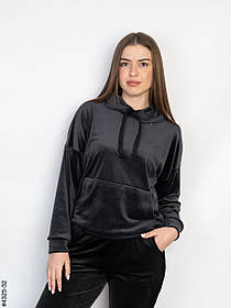 4325-32 Худі жіночий велюр напівбатал (розмір 52-54 | універсальний)