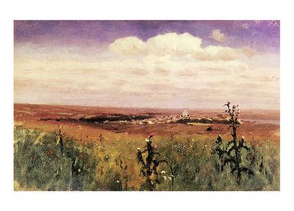 Листівка Українське мистецтво - Степ з вітряком на тлі, 1875, фото 1