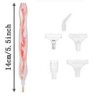 Ручка стілус з насадками для алмазної мозаїки рожева, в кор.17,5*3,5см