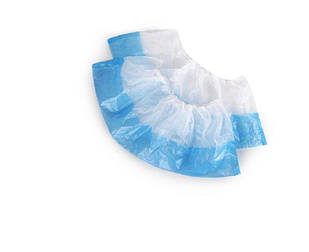 Бахили поліетиленові ущільнені 5г (50пар) біло-блакитні