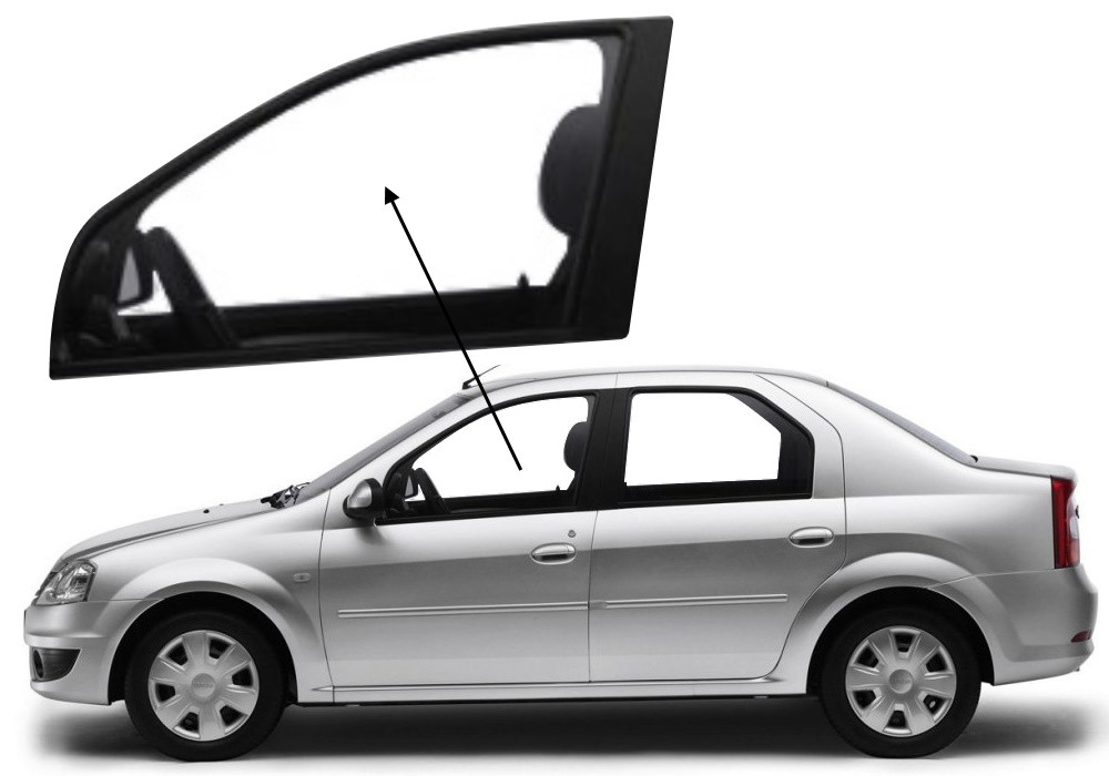 Бічне скло Renault Logan 2005-2012 передніх дверей ліве, фото 1