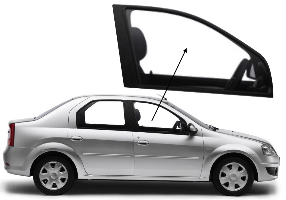 Бічне скло Renault Logan 2005-2012 передніх дверей праве, фото 1