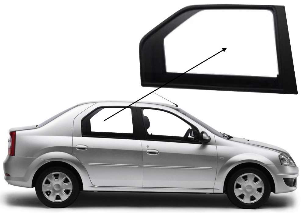 Бічне скло Renault Logan 2005-2012 задніх дверей праве, фото 1