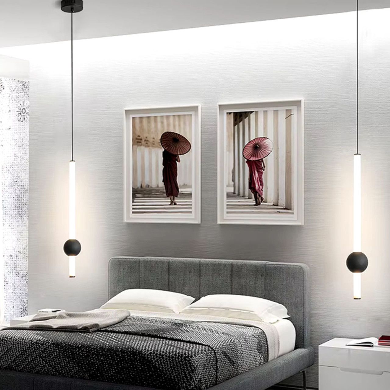 Світлодіодний Led світильник у вертикальній формі, довжиною 60 см із чорною кулькою, фото 1