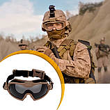 Захисні окуляри для страйкболу з Вентилятором для пейнтболу полювання Хакі, фото 5
