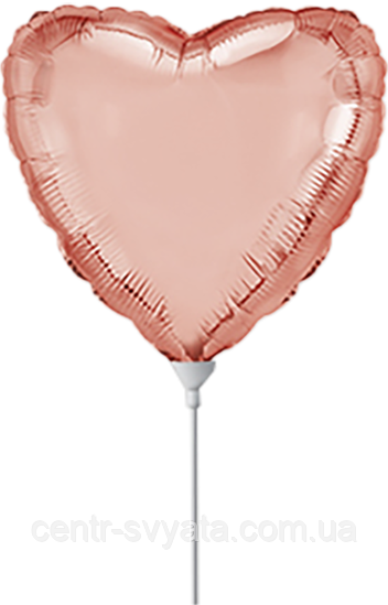 Фольгована кулька Flexmetal 9"(23 см) Серце металік рожеве золото