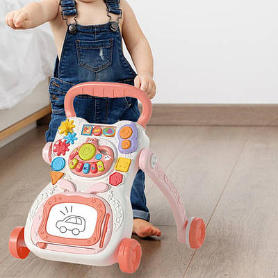 Дитячі ходунки каталка іграшка Перші кроки з ігровим центром для дитини пальчикова гра піаніно звук світло