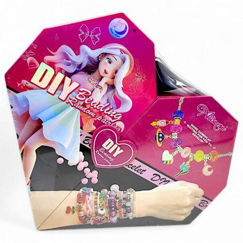 Набір аксесуарів "Сумочка Серце", металеві та пластикові намистини, браслет, фото 1