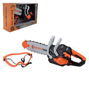 Пила дитяча іграшкова (електрична пилка, захисні окуляри, звук, світло, на батарейках, в коробці) 778-2